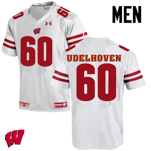 Men Wisconsin Badgers #60 Connor Udelhoven College Football Jerseys-White